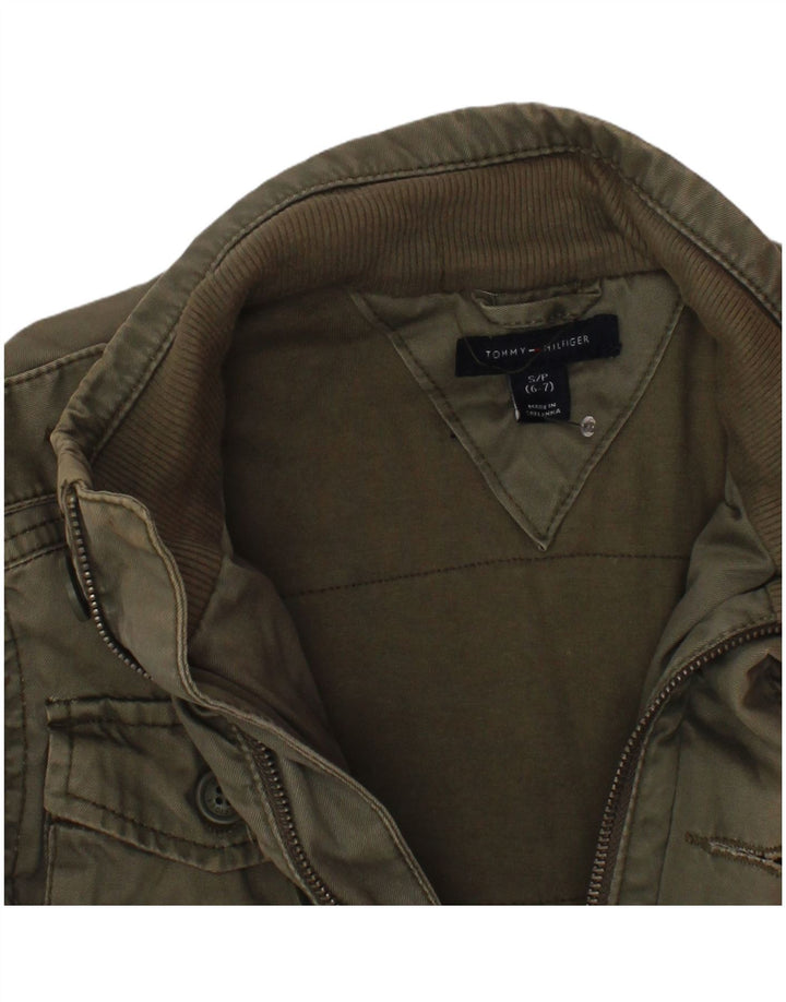 Jaqueta militar Tommy Hilfiger para meninos 6-7 anos pequeno algodão cáqui