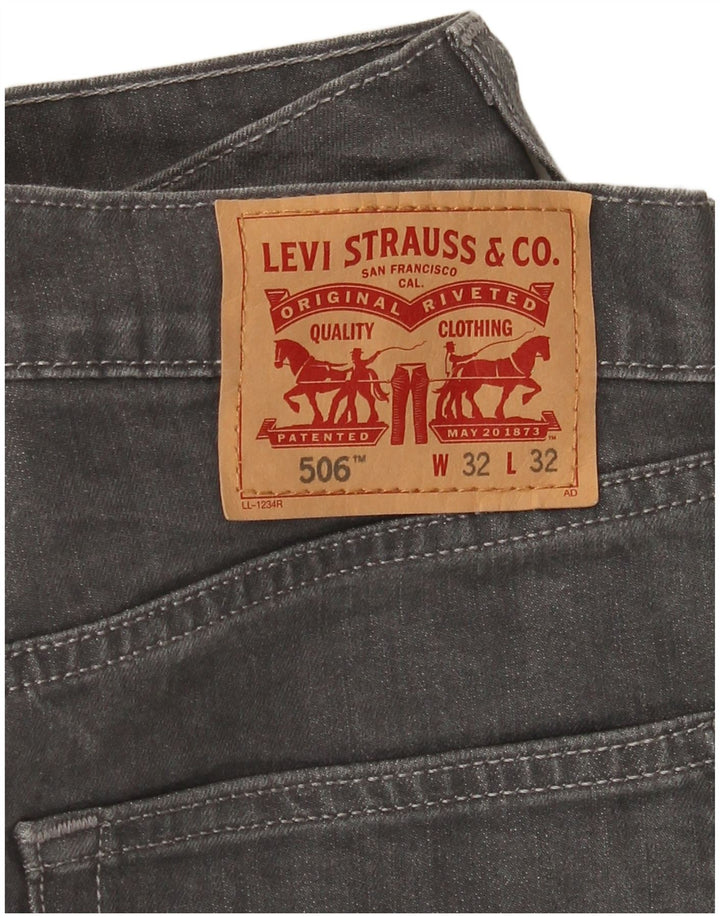 Calça jeans masculina Levi's 506 Straight W32 L28 cinza algodão