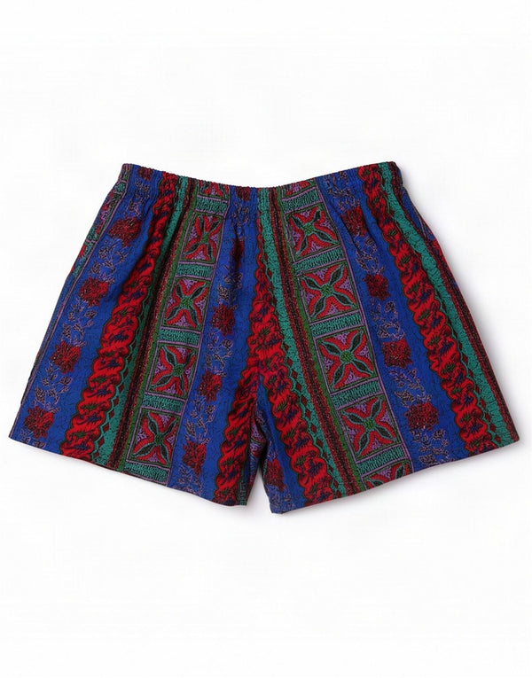 Shorts de natação femininos vintage UK 12 Retro geométrico multicolorido médio