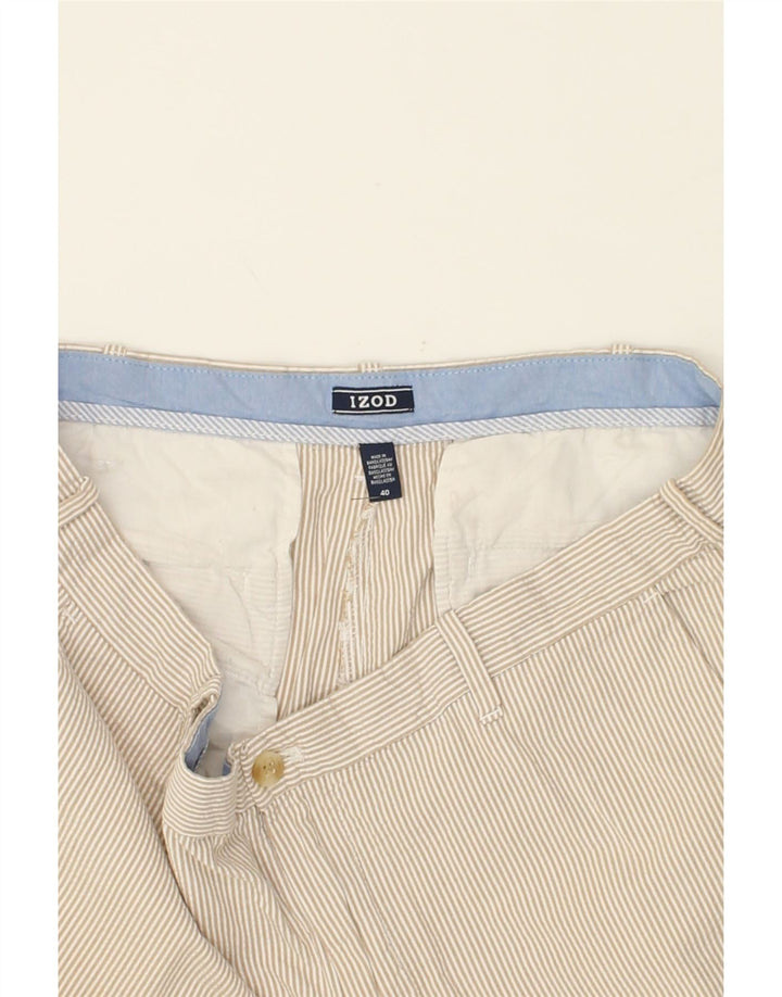 IZOD Mens Chino Shorts W40 XL Beige Pinstripe Cotton Vintage Izod and Second-Hand Izod from Messina Hembry 