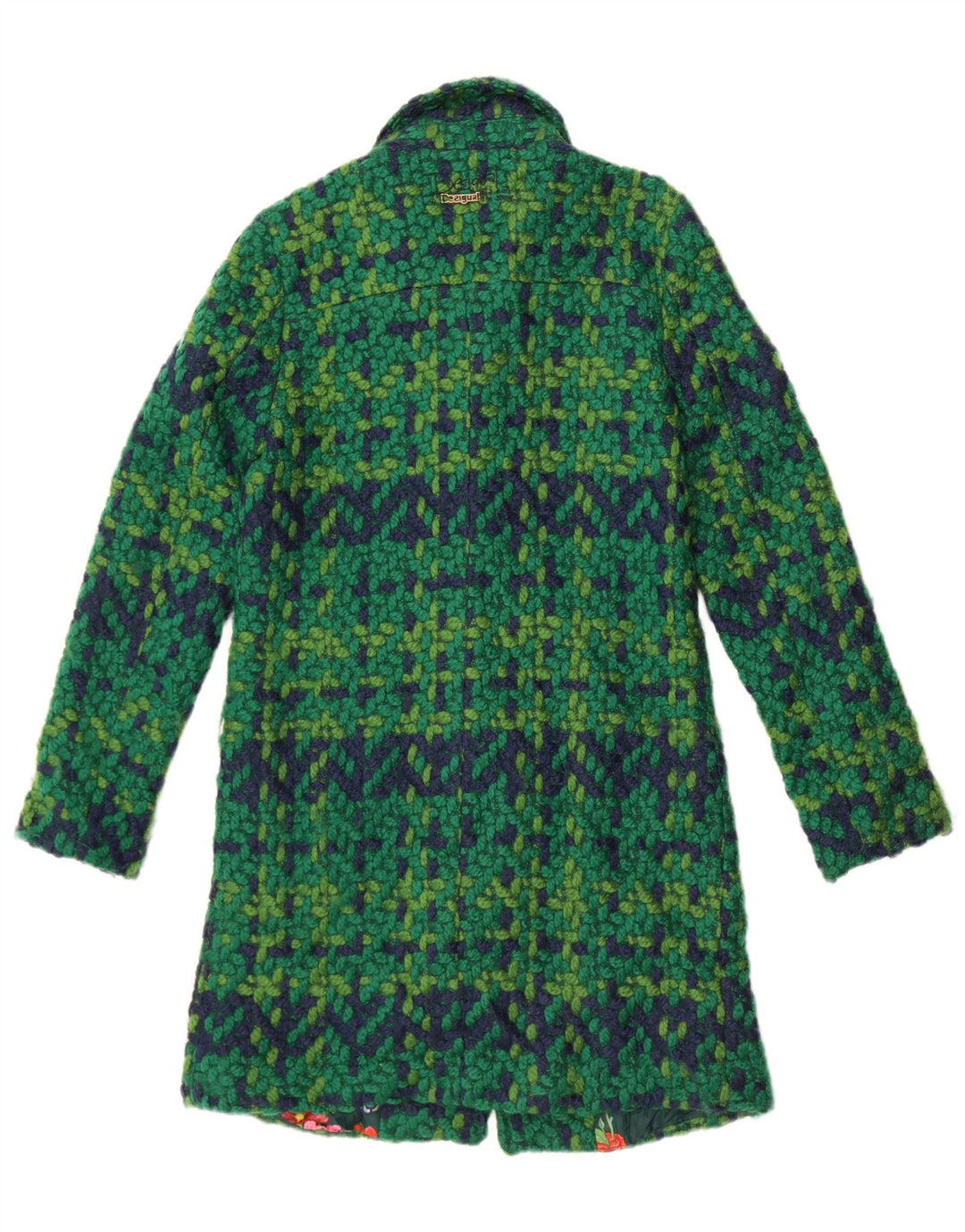 Sobretudo de malha feminino Desigual EU 36 pequeno verde geométrico