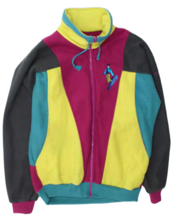 Jaqueta de lã gráfica masculina vintage UK 40 grande bloco colorido multicolorido