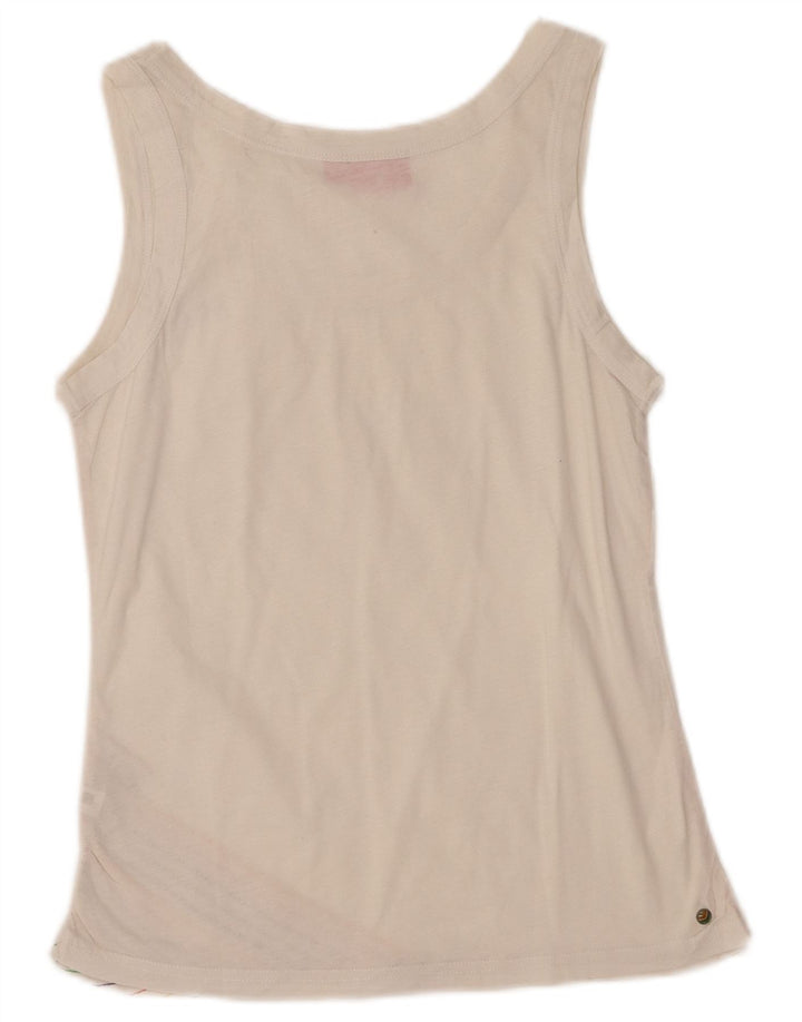 Colete feminino PUMA UK 10 pequeno algodão listrado branco