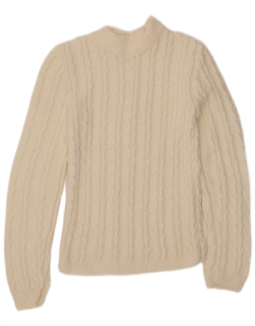 Suéter feminino vintage com gola tartaruga Reino Unido 8 pequeno esbranquiçado