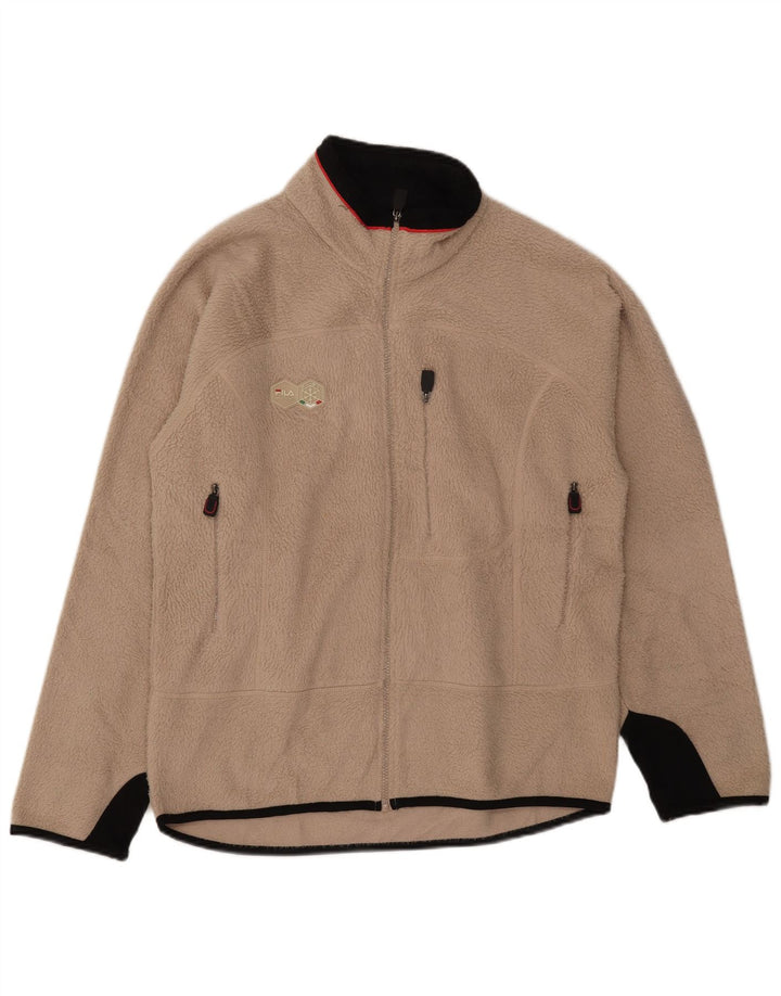 Fila Mens Fleece Jacket UK 40 Grande Poliéster Colourblock Bege
