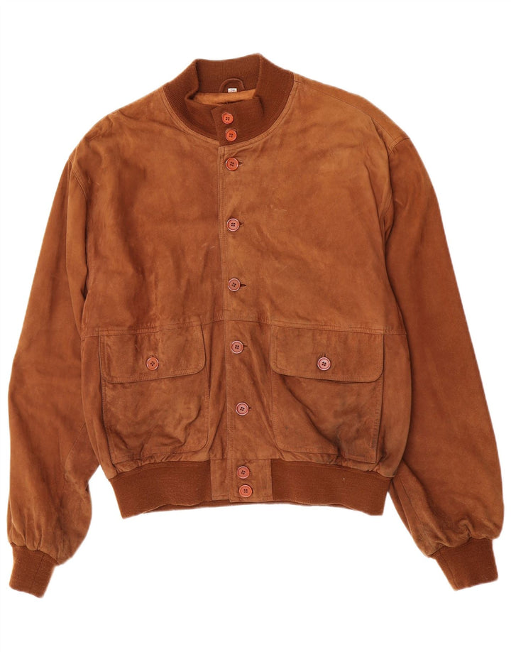 Jaqueta bomber masculina vintage de camurça IT 50 camurça marrom grande