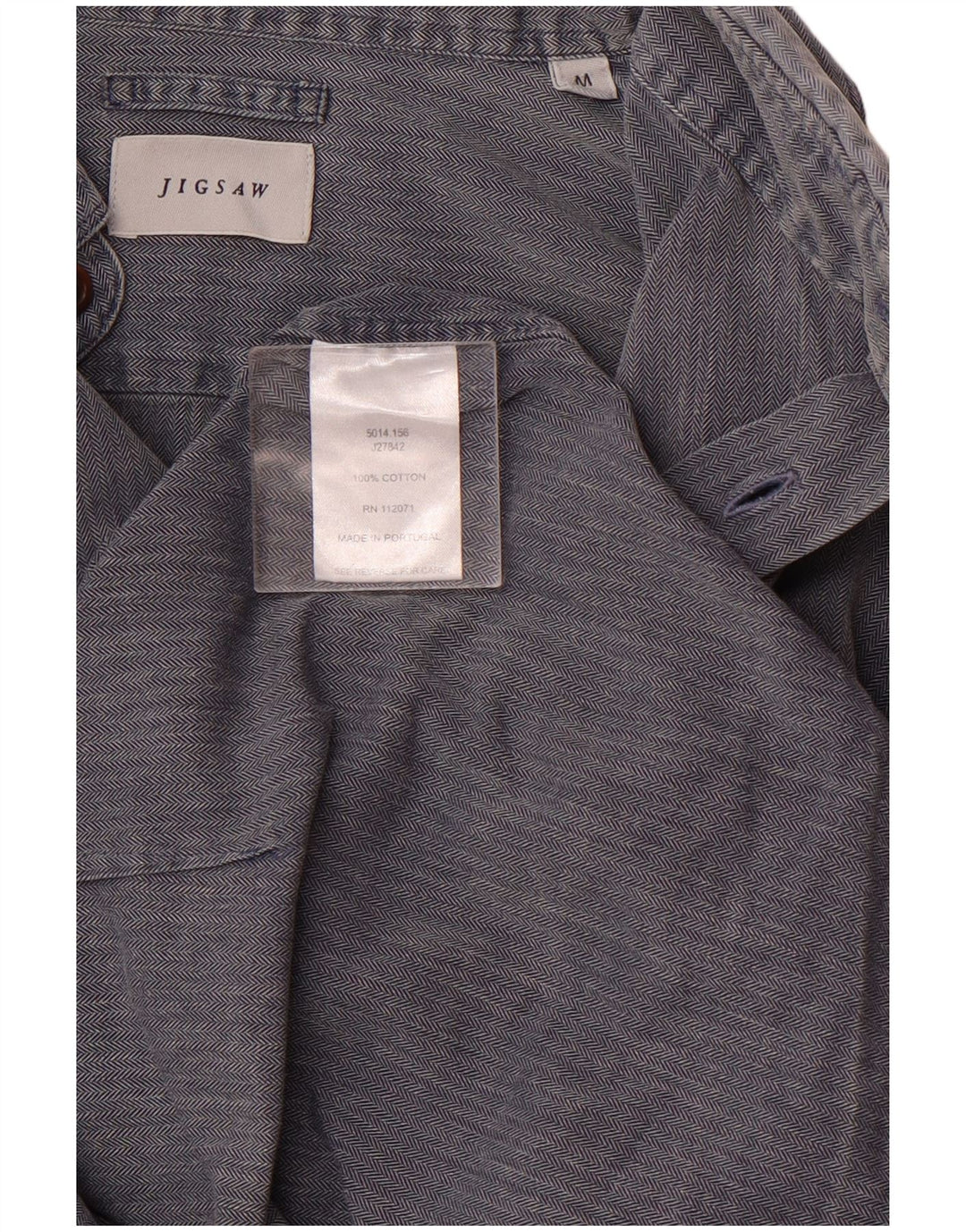 Camisa masculina Jigsaw de algodão espinha de peixe azul médio