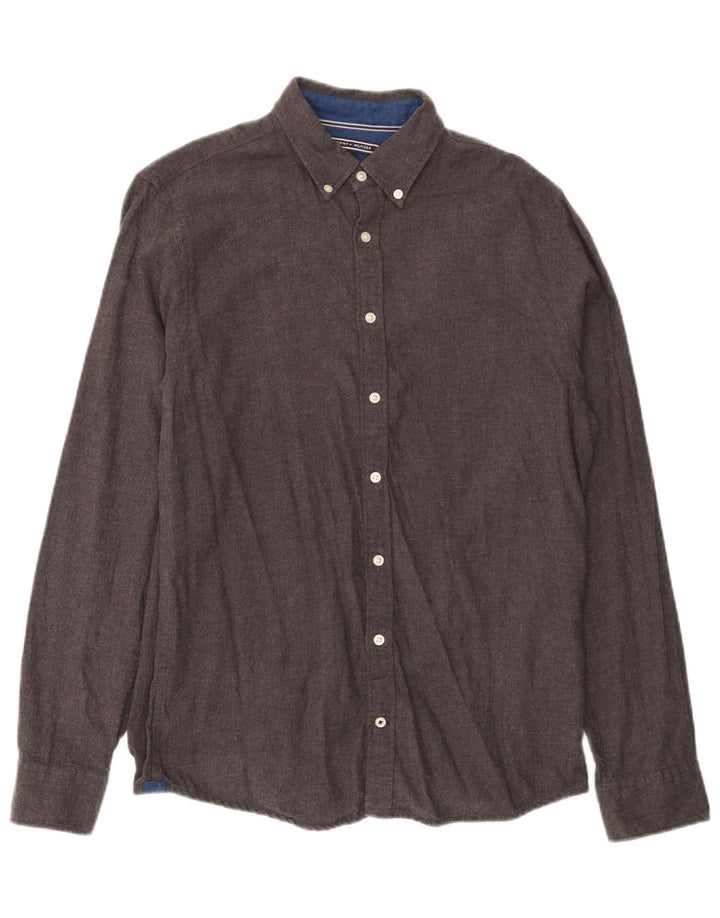 Camisa masculina Tommy Hilfiger pequena cinza algodão