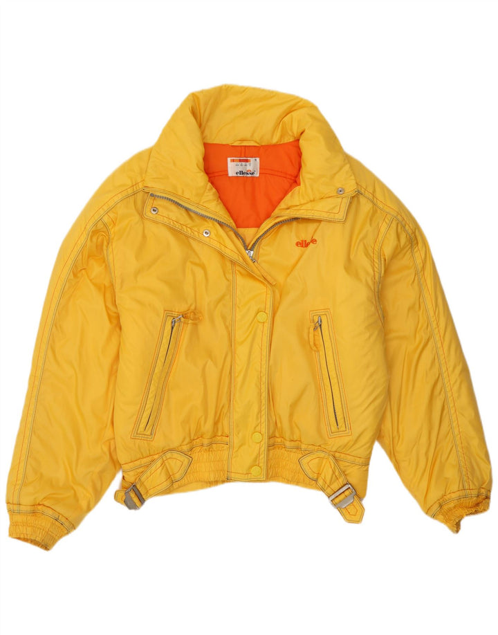 Jaqueta de esqui Ellesse feminina com capuz grande UK 12 poliamida amarela média