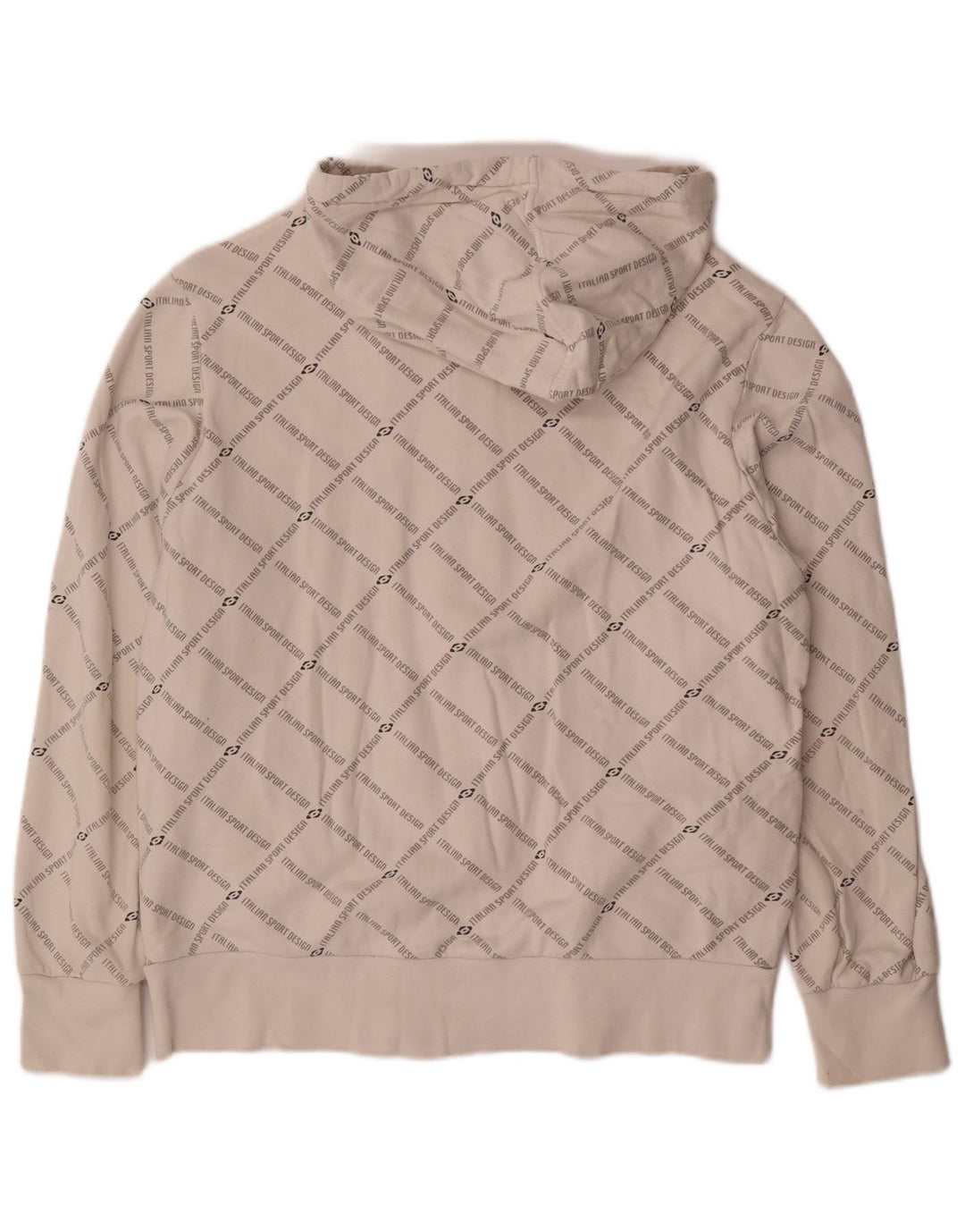 Suéter masculino com capuz e zíper gráfico LOTTO de algodão branco médio