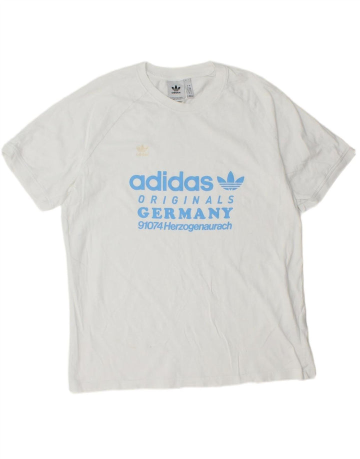 ADIDAS Mens Graphic T-Shirt Top Grande Algodão Branco