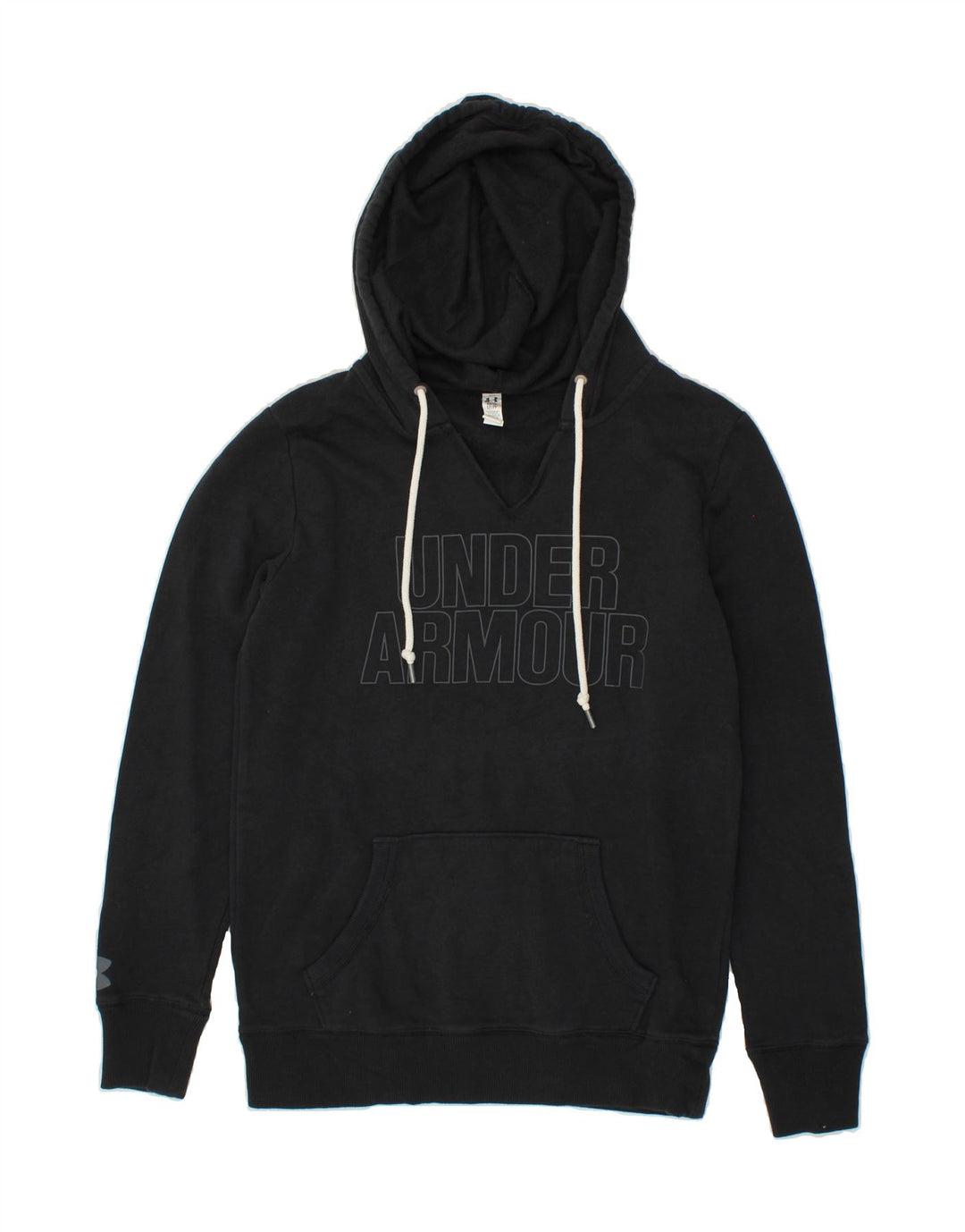 UNDER ARMOUR Mens Graphic Hoodie Jumper XS Black Cotton Vintage Under Armour and Second-Hand Under Armour from Messina Hembry 