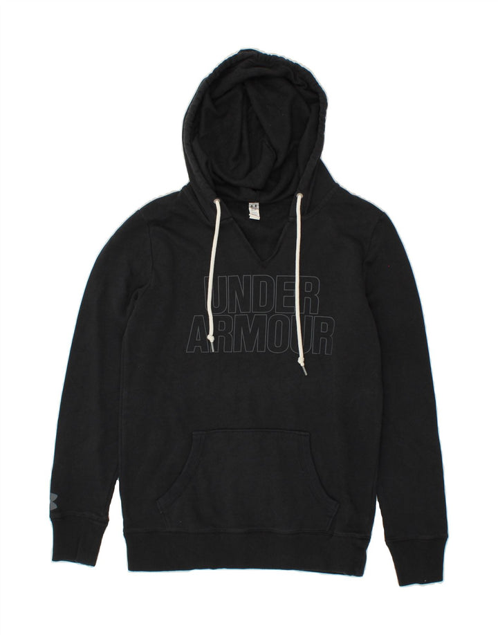 UNDER ARMOUR Mens Graphic Hoodie Jumper XS Black Cotton Vintage Under Armour and Second-Hand Under Armour from Messina Hembry 