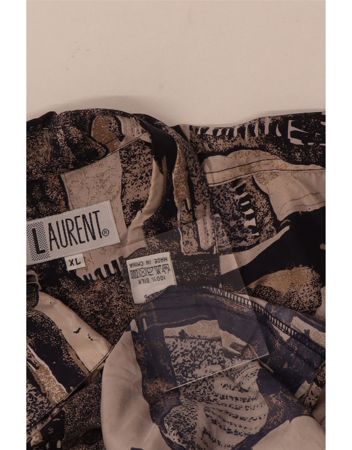 Camisa masculina de manga curta Laurent XL multicolorida patchwork seda