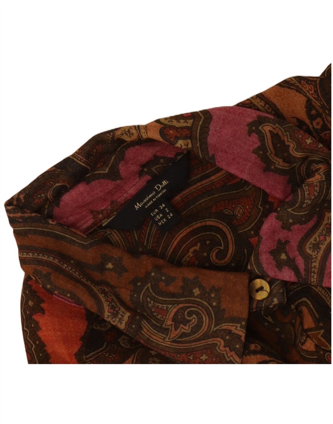 Camisa oversized feminina Massimo Dutti EU 34 2XS marrom paisley