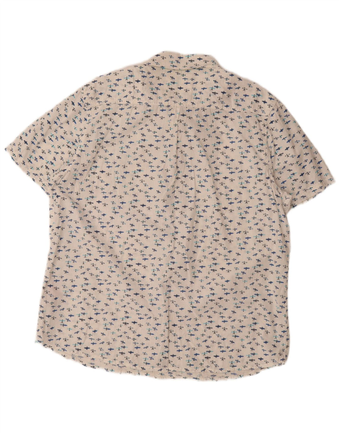 Weird Fish Mens Abstract Padrão Camisa de manga curta XL algodão branco