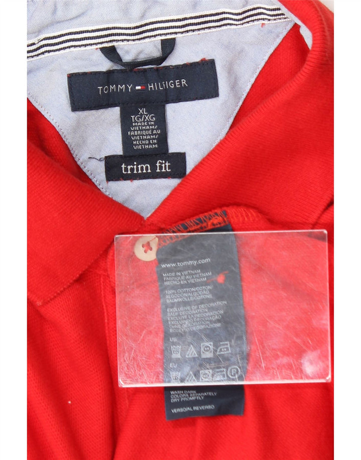 TOMMY HILFIGER Mens trim fit Polo Shirt XL Red Cotton Vintage Tommy Hilfiger and Second-Hand Tommy Hilfiger from Messina Hembry 
