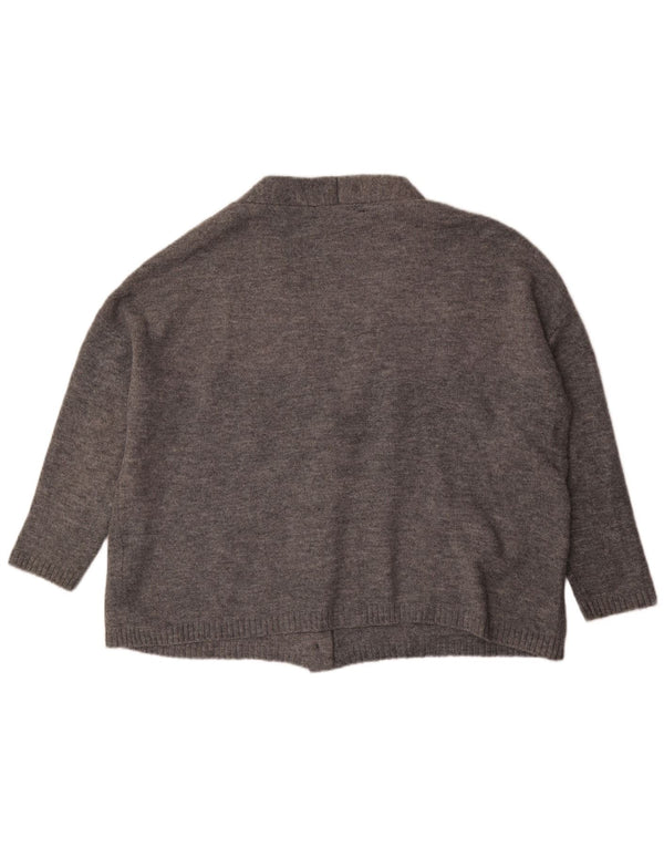 Suéter cardigã feminino Zara manga 3/4 Reino Unido 14 cinza médio acrílico