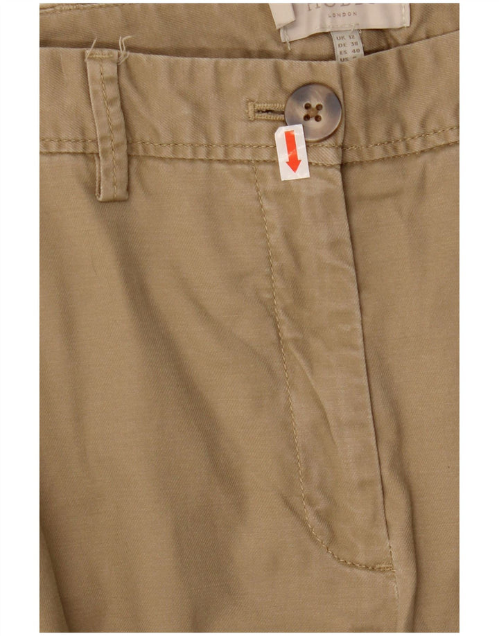 Calça chino feminina Hobbs reta UK 12 médio W32 L28 algodão bege