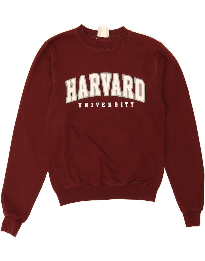 CHAMPION Mens Harvard Graphic Sweatshirt Jumper XS Burgundy Cotton Vintage Champion and Second-Hand Champion from Messina Hembry 