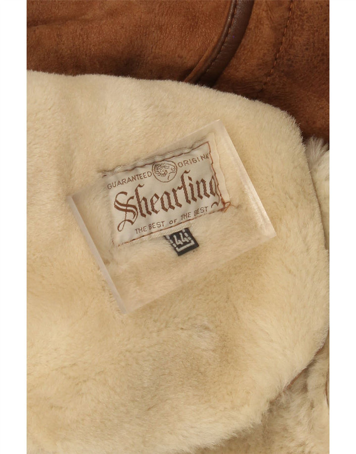 Casaco feminino VINTAGE de shearling grande IT 44 Shearling marrom médio