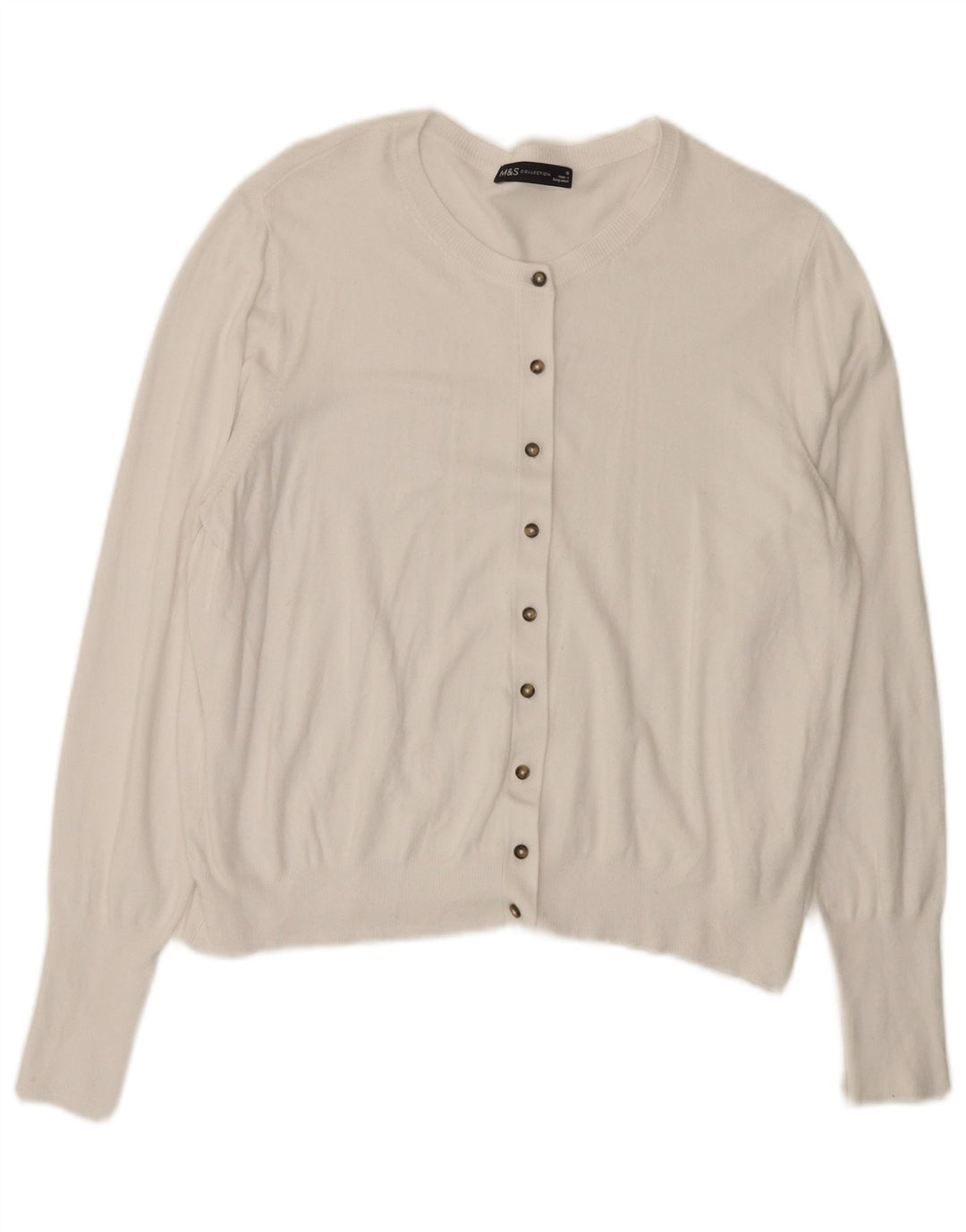 Suéter cardigã feminino Marks & Spencer Reino Unido 18 XL viscose branca