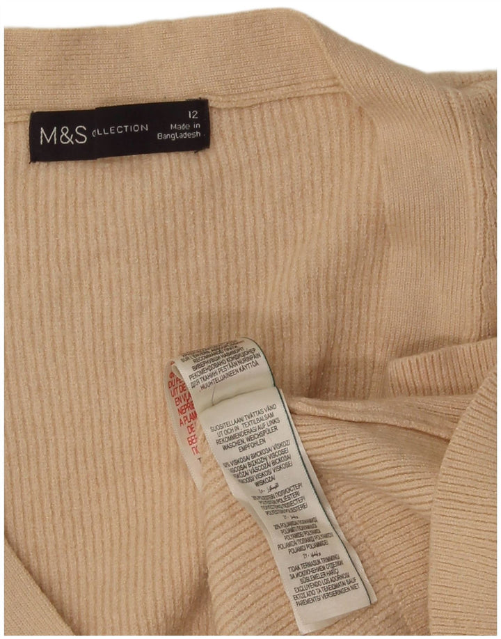 Suéter cardigã feminino Marks & Spencer Reino Unido 12 viscose bege médio