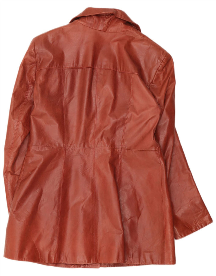 Jaqueta blazer feminina de couro com 3 botões Schegge IT 44 couro marrom médio
