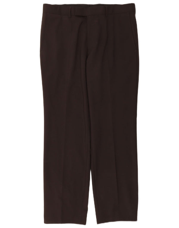 Calça masculina Hugo Boss de terno reto IT 50 grande W34 L32 lã virgem marrom