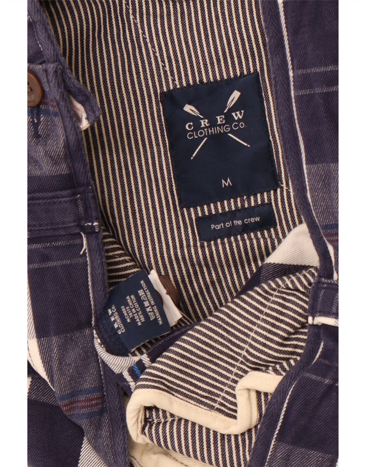 CREW CLOTHING Shorts cargo masculino médio W32 algodão xadrez azul marinho