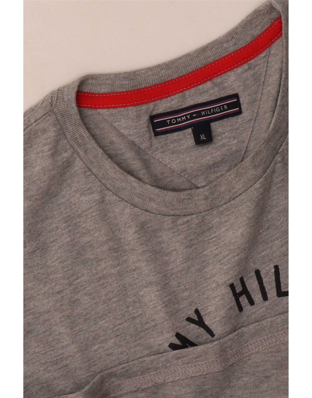 Tommy Hilfiger Camiseta masculina gráfica Top XL cinza manchado