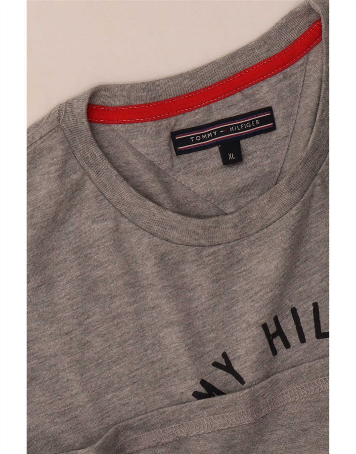 Tommy Hilfiger Camiseta masculina gráfica Top XL cinza manchado