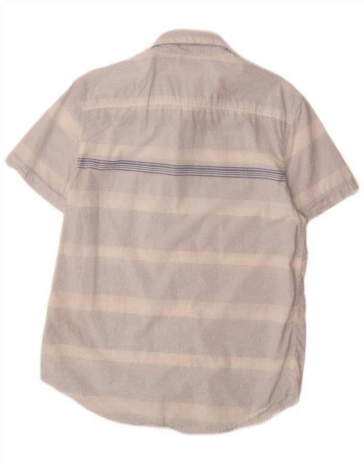 Camisa masculina de manga curta CALVIN KLEIN JEANS algodão listrado azul médio