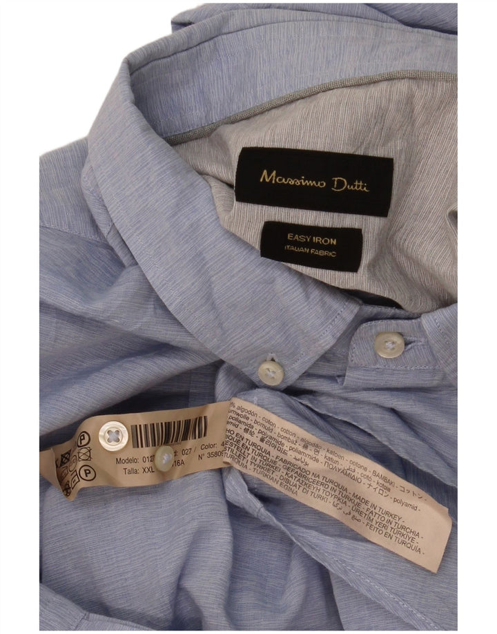 Camisa masculina Massimo Dutti 2XL algodão listrado azul
