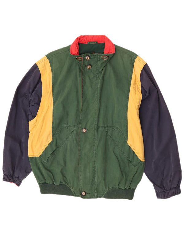 Jaqueta bomber masculina vintage UK 42 XL verde colorblock