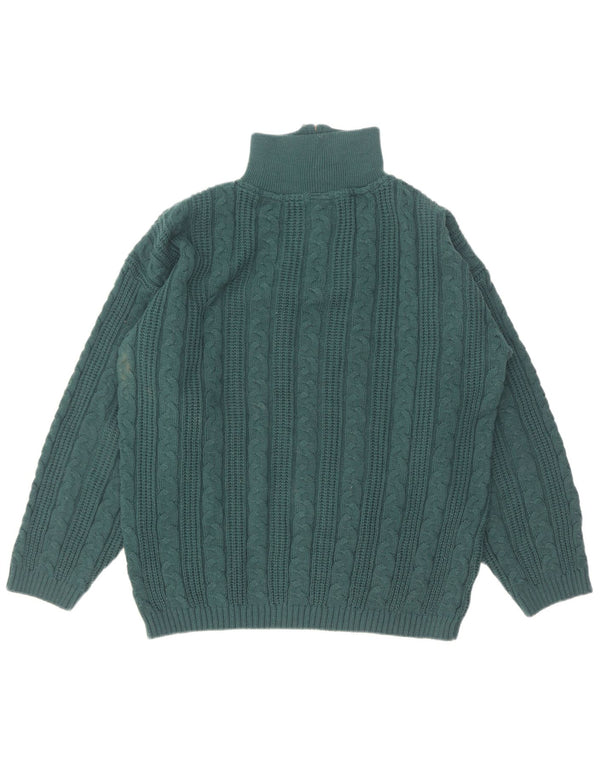 Suéter masculino vintage com decote em zíper UK 38/40 poliacrílico verde médio
