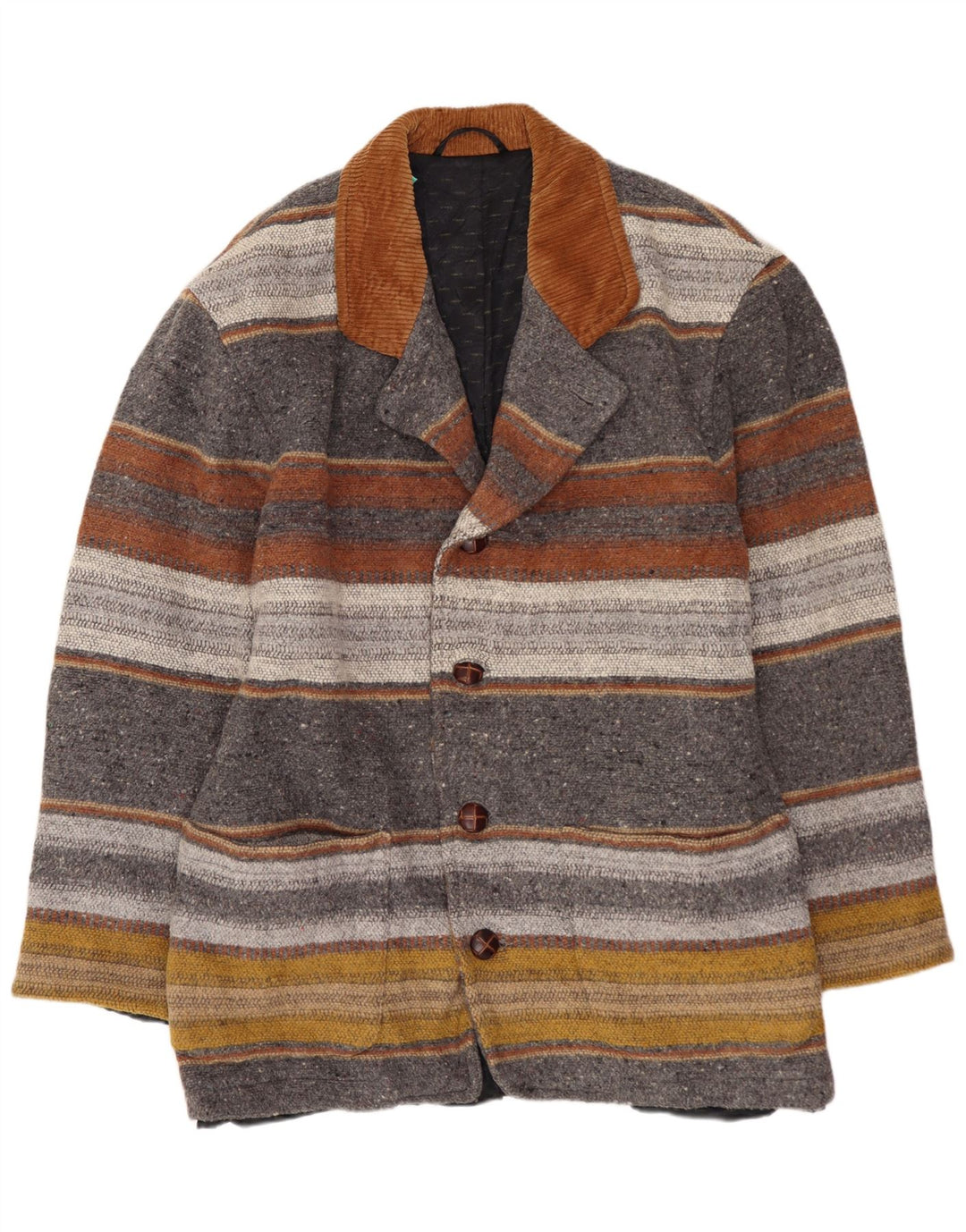 Jaqueta blazer masculina VINTAGE com 4 botões UK 40 grande listrada multicolorida