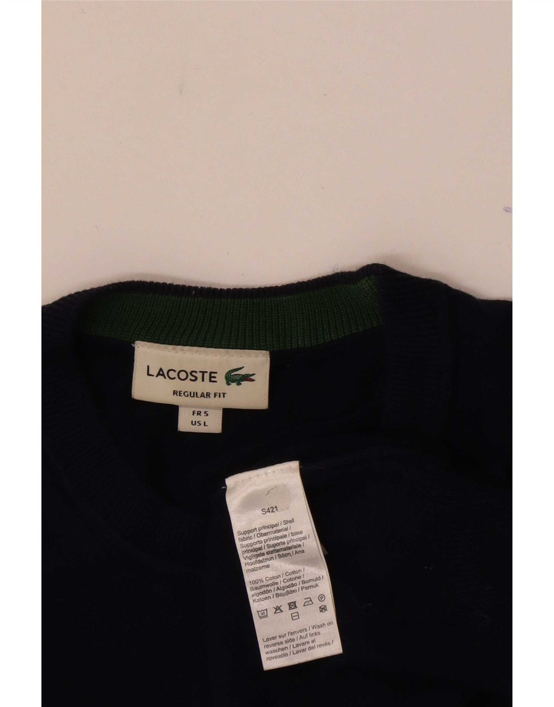 Suéter masculino Lacoste Regular Fit com gola redonda tamanho 5 grande azul marinho
