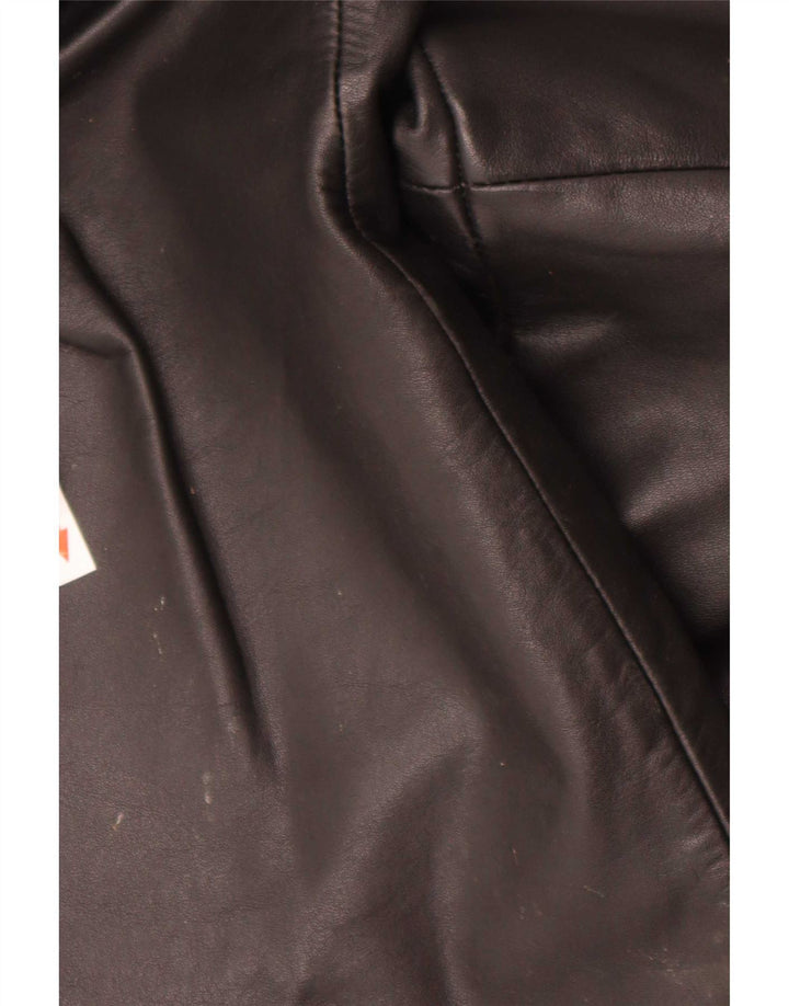 Calças de couro retas masculinas vintage W34 L32 pretas