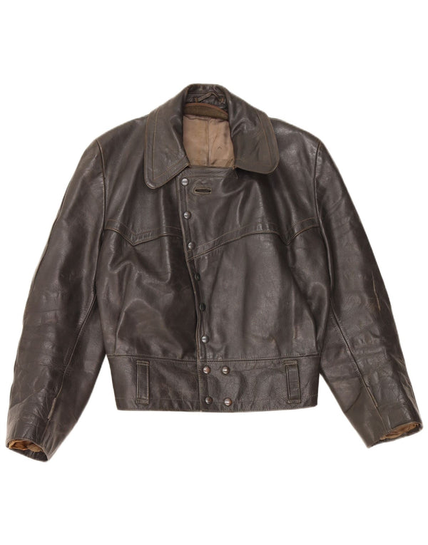 Jaqueta de couro feminina VINTAGE UK 14 média preta