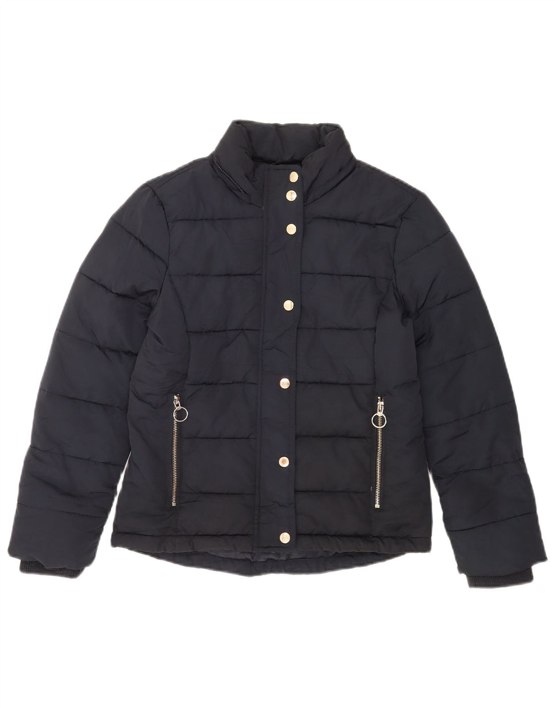Jaqueta acolchoada feminina Topshop UK 6 XS azul marinho poliéster