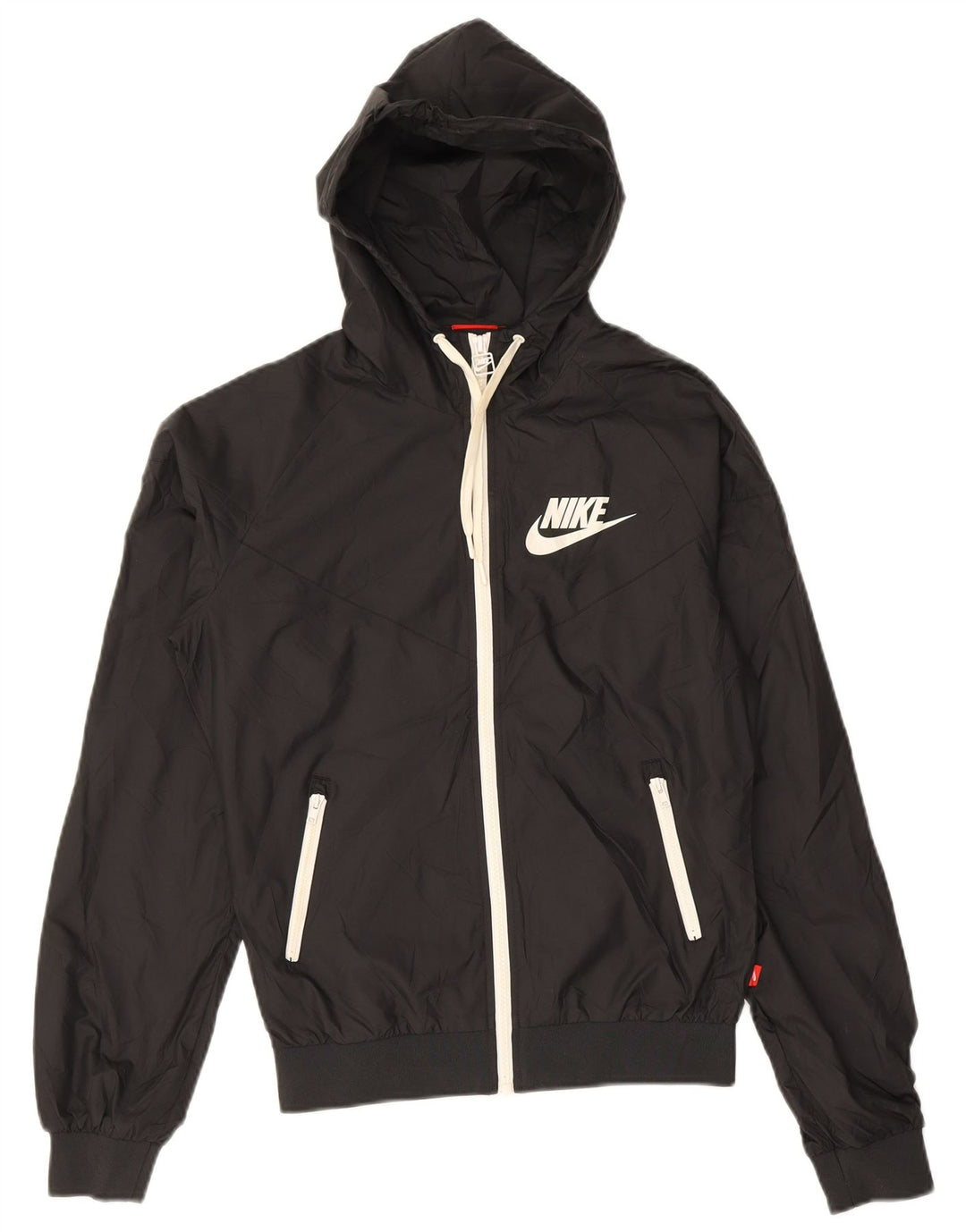 NIKE Mens Hooded Tracksuit Top Jacket Pequeno Poliéster Preto