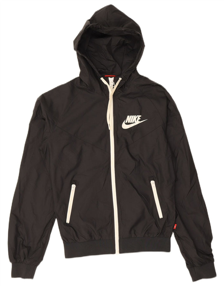 NIKE Mens Hooded Tracksuit Top Jacket Pequeno Poliéster Preto