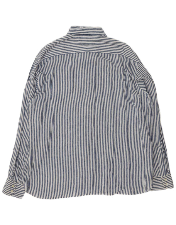 Tommy Hilfiger Mens Shirt 2XL Blue Pinstripe Linen