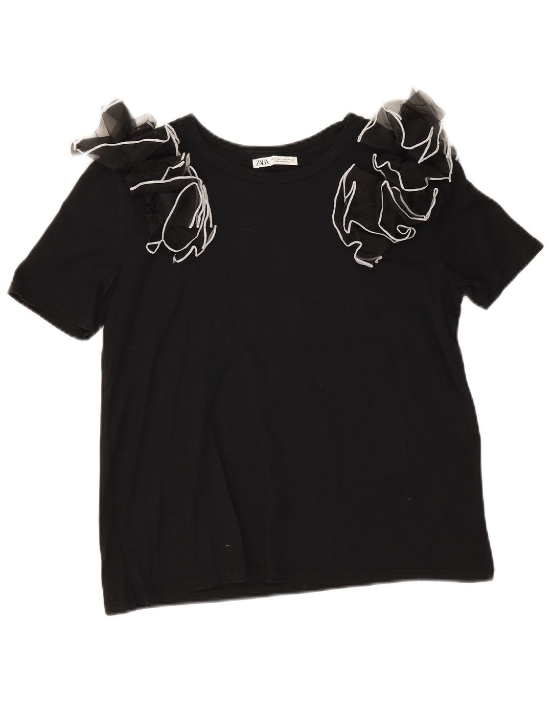 Blusa feminina Zara Top UK 10 pequeno algodão preto