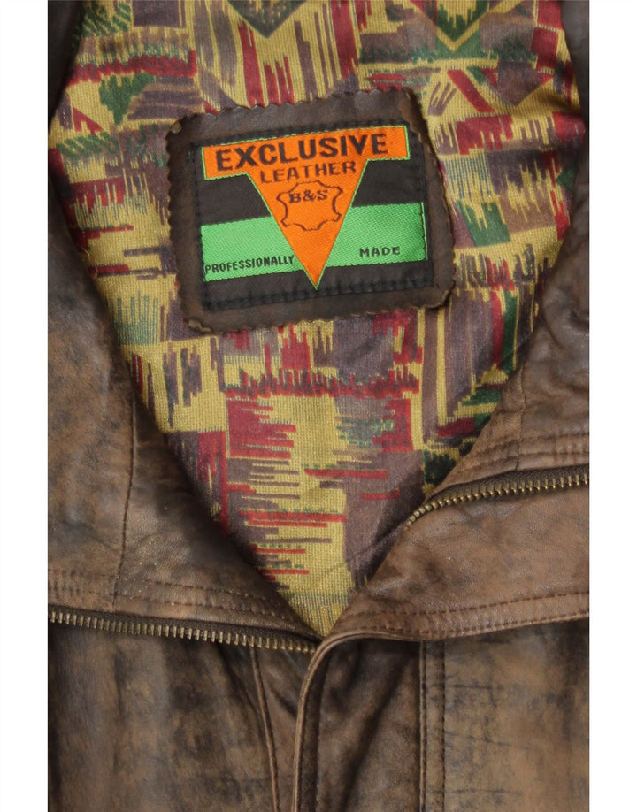 Jaqueta de couro bomber masculina exclusiva B&S UK 42 XL couro marrom