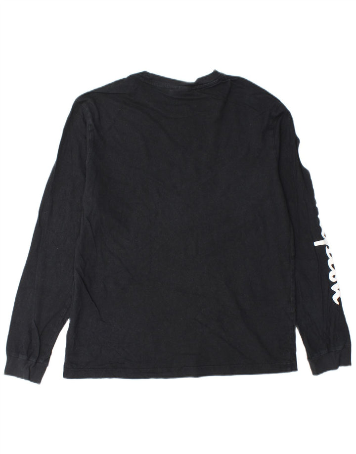 Campeão masculino gráfico top manga longa médio preto