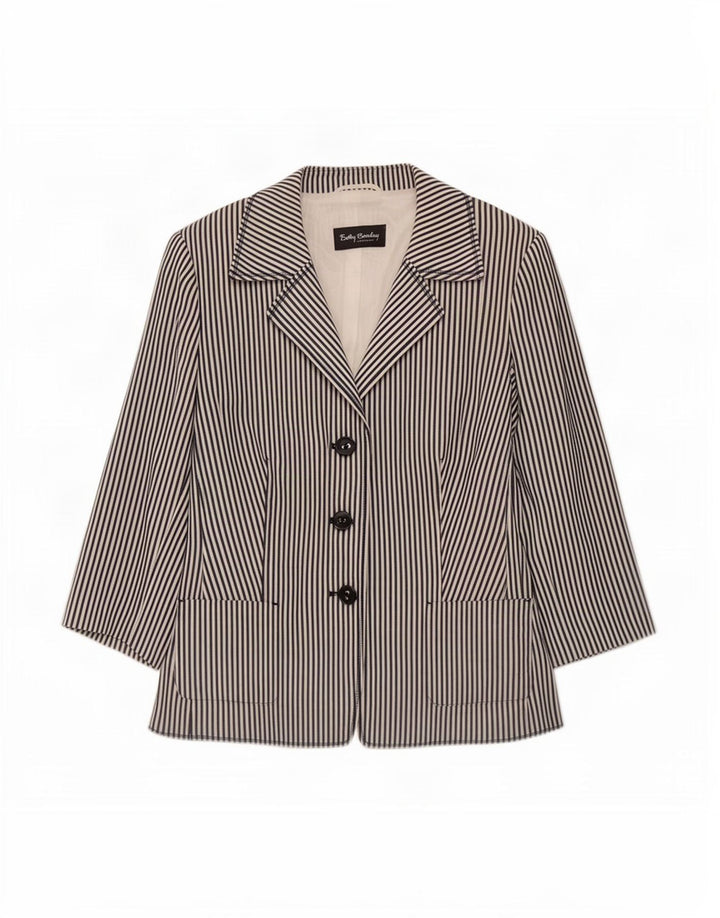 Jaqueta blazer feminina Betty Barclay com 3 botões IT 44 risca de giz branca média