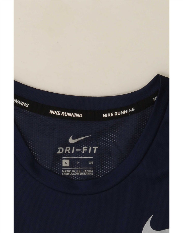 Camiseta masculina Nike Dri Fit Top pequeno bloco colorido azul marinho