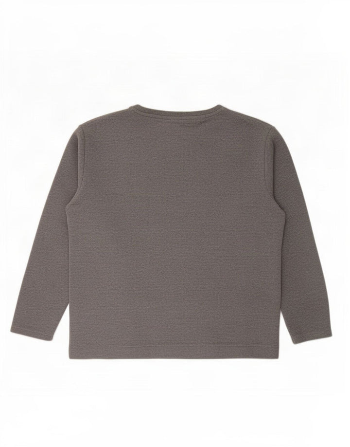Top feminino Zara manga comprida UK 12 cinza médio